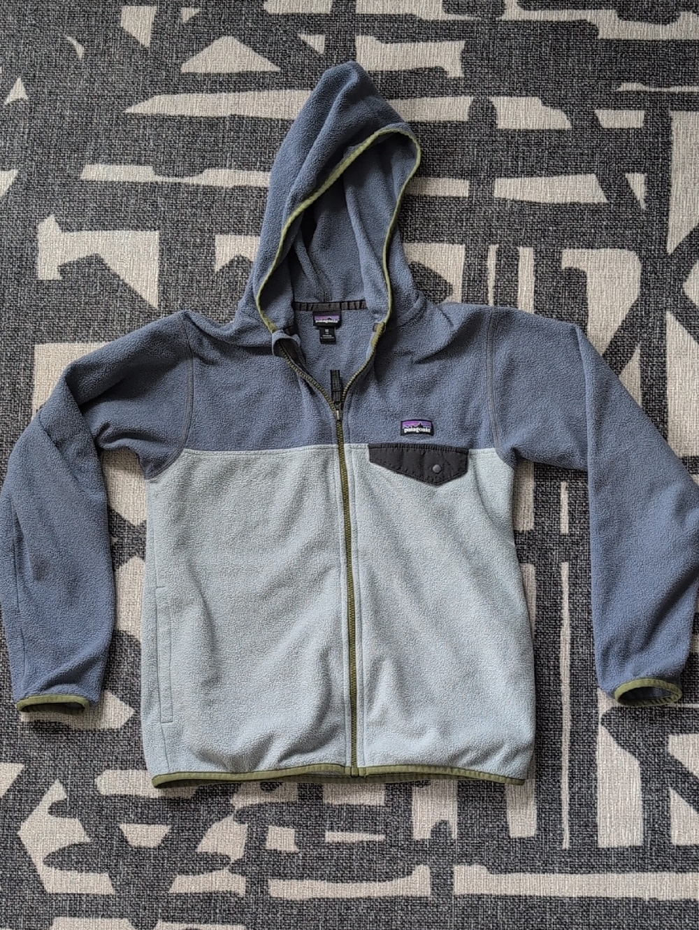 Patagonia Kids Two-Tone Blue Gray Hooded Fleece Zip Jacket